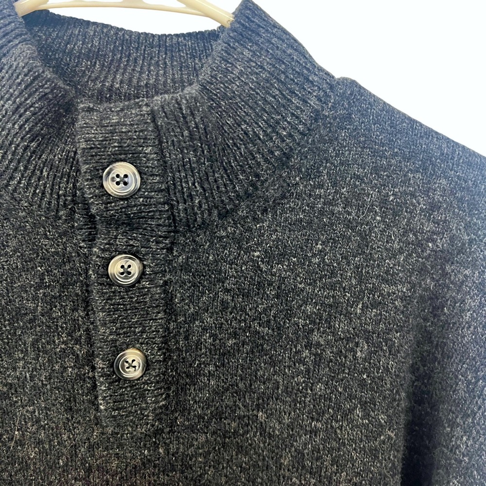 LEDBURY Sweater MADE IN ITALY Merino Wool Sz XL 1/4 Button Long